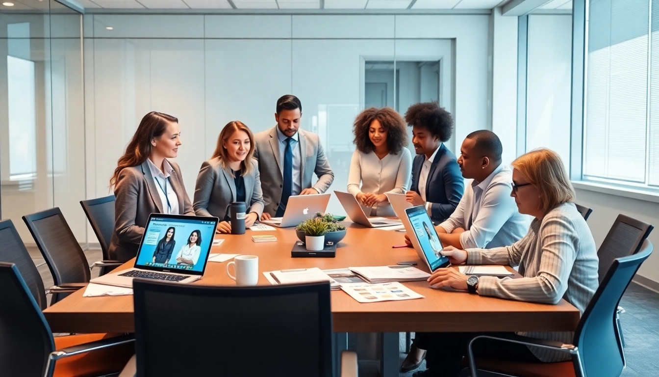 Professionals collaborating in a modern office setting focused on Headhunter IT and candidate recruitment.
