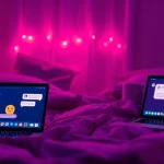 Engaging sex chat online environment with inviting ambiance and modern devices.