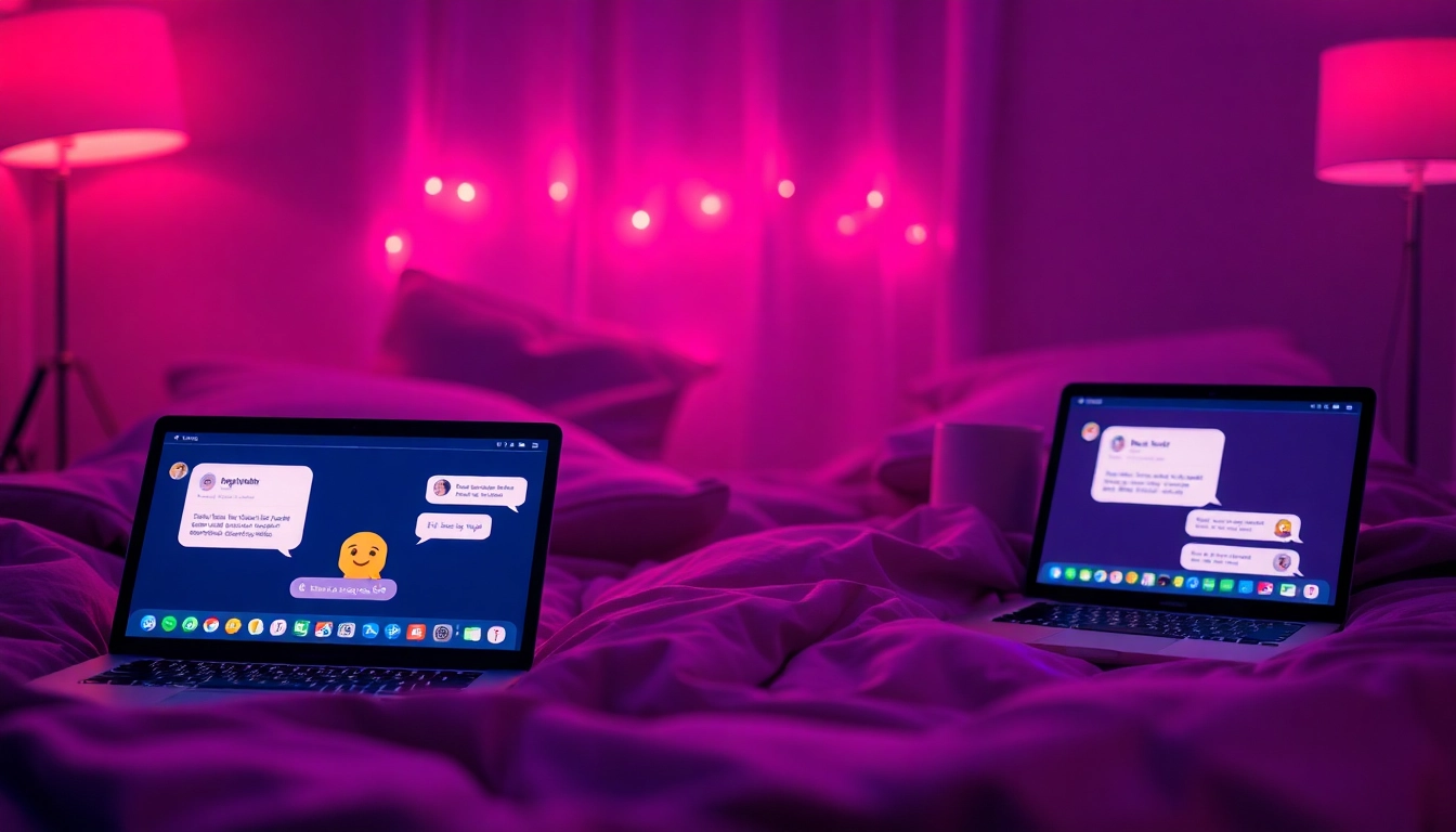 Engaging sex chat online environment with inviting ambiance and modern devices.
