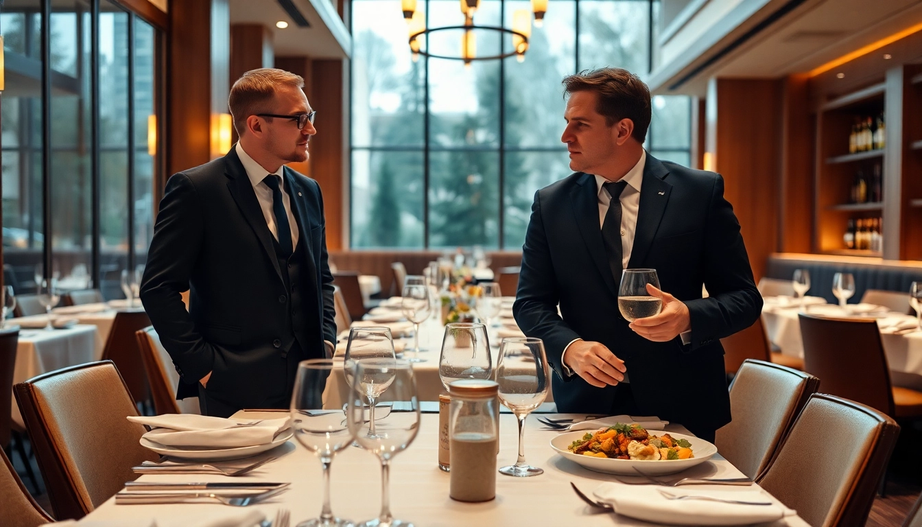 Headhunter Gastronomie führt Gespräche mit einem Restaurantleiter, um die besten Talente zu finden.