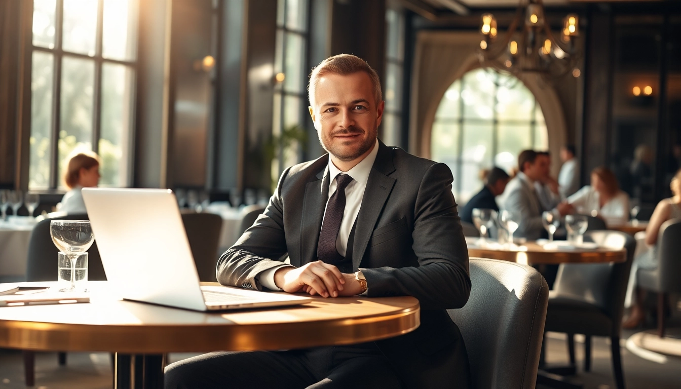 Headhunter Gastronomie berät in einem stilvollen Restaurant während eines Meetings.