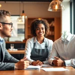 Headhunter Gastronomie advises restaurant owners in a vibrant office setting.