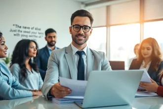 Headhunter Schweiz unterstützt Kandidaten in einem modernen Büro mit einem einladenden Ambiente.