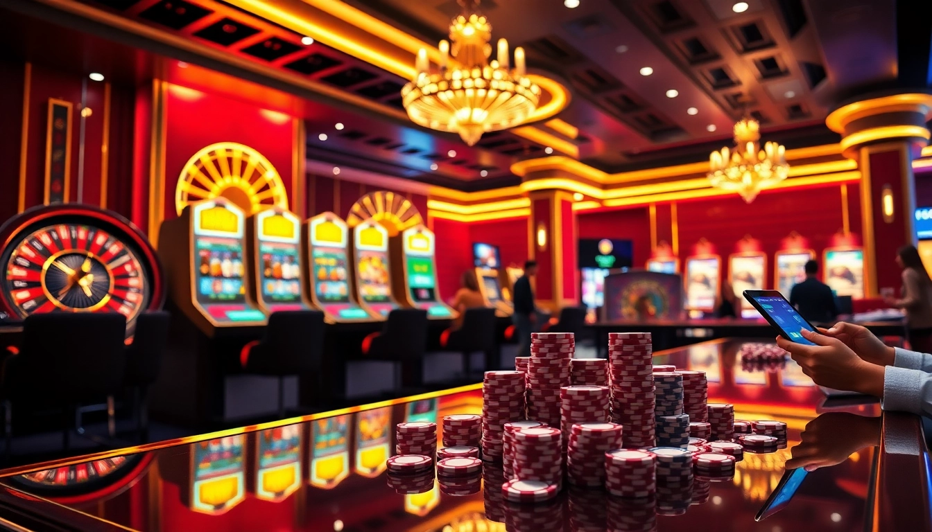 Experience the thrill of online gaming at 88i đăng nhập with vibrant slot machines and modern casino tables.