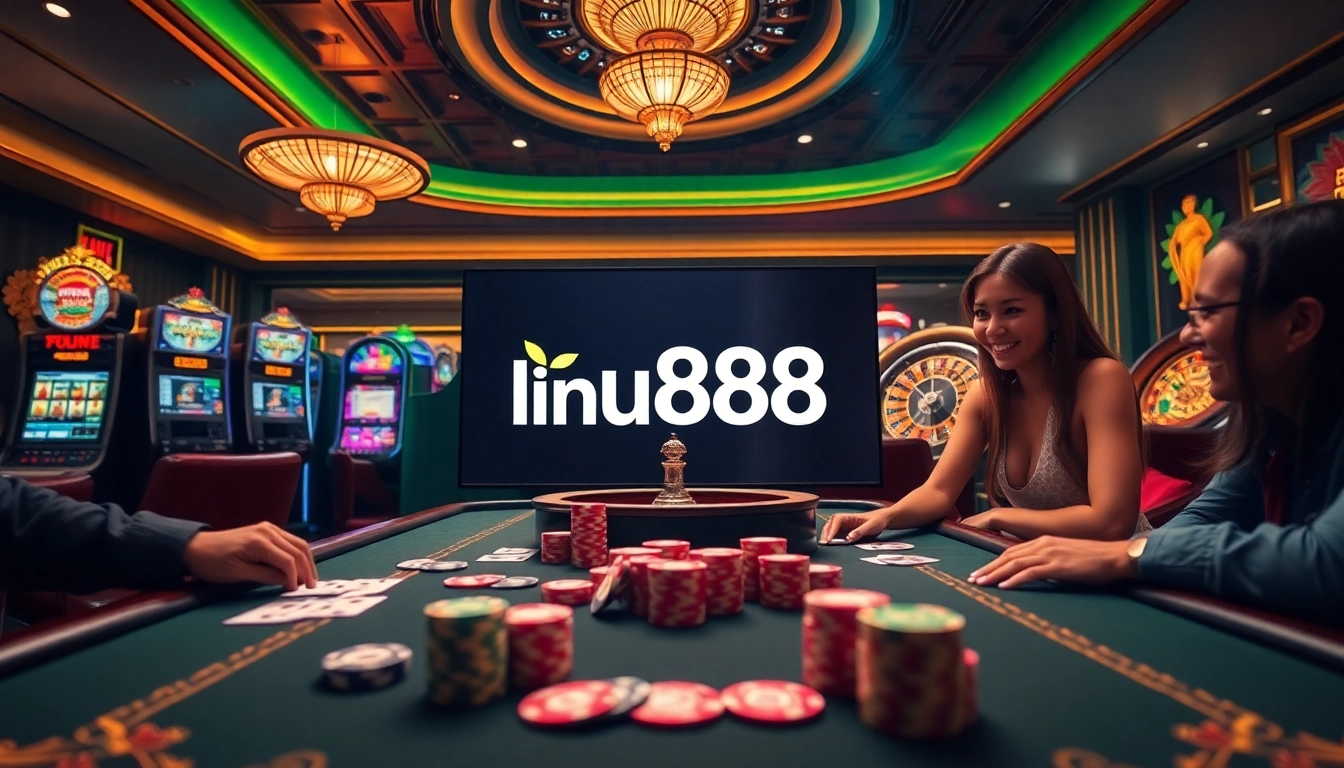 Experience excitement and luxury at the link u888 casino with vibrant gaming scenes and engaged players.