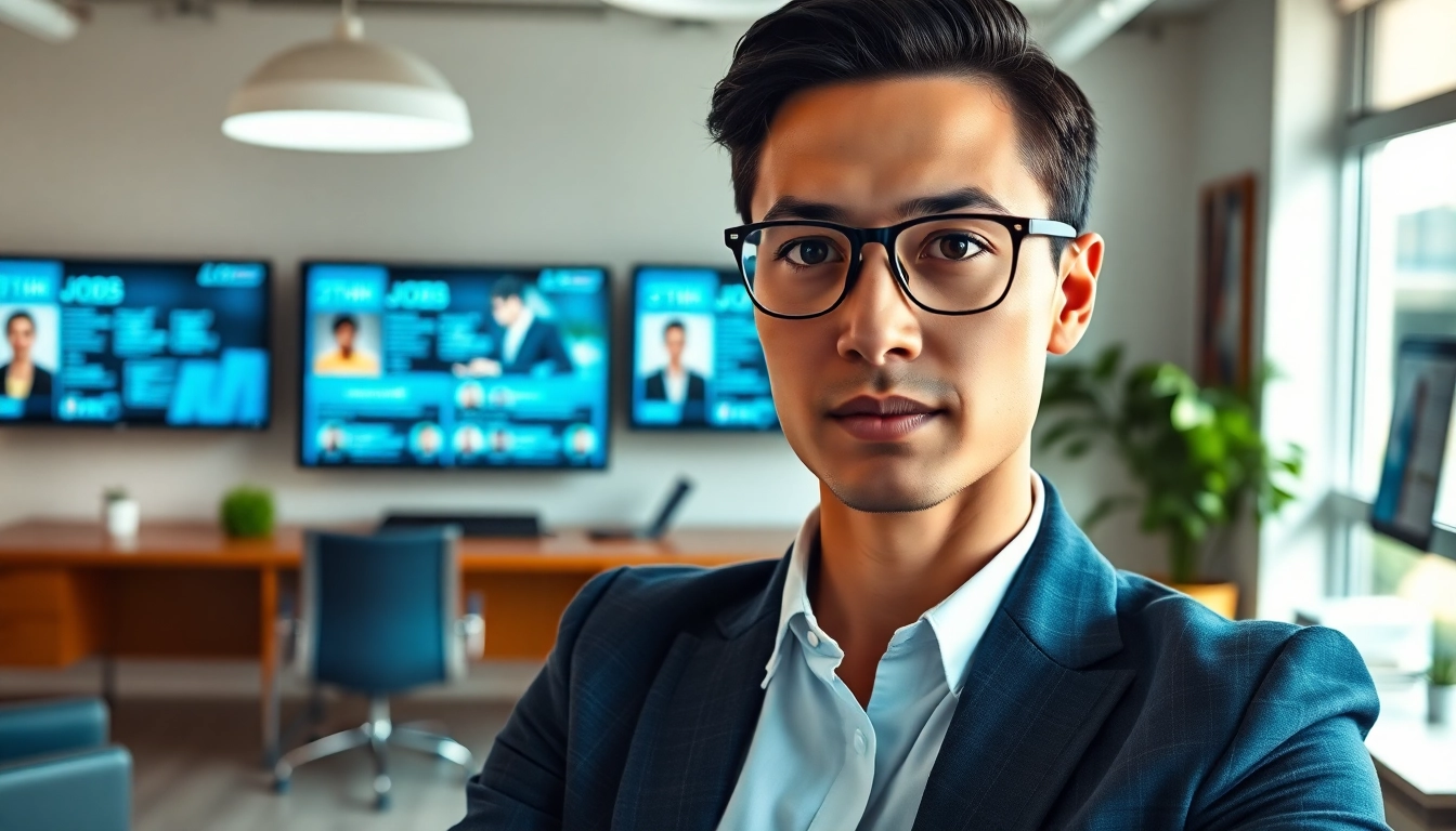 Headhunter in einem modernen Büro, professionell und engagiert bei der Kandidatenauswahl.