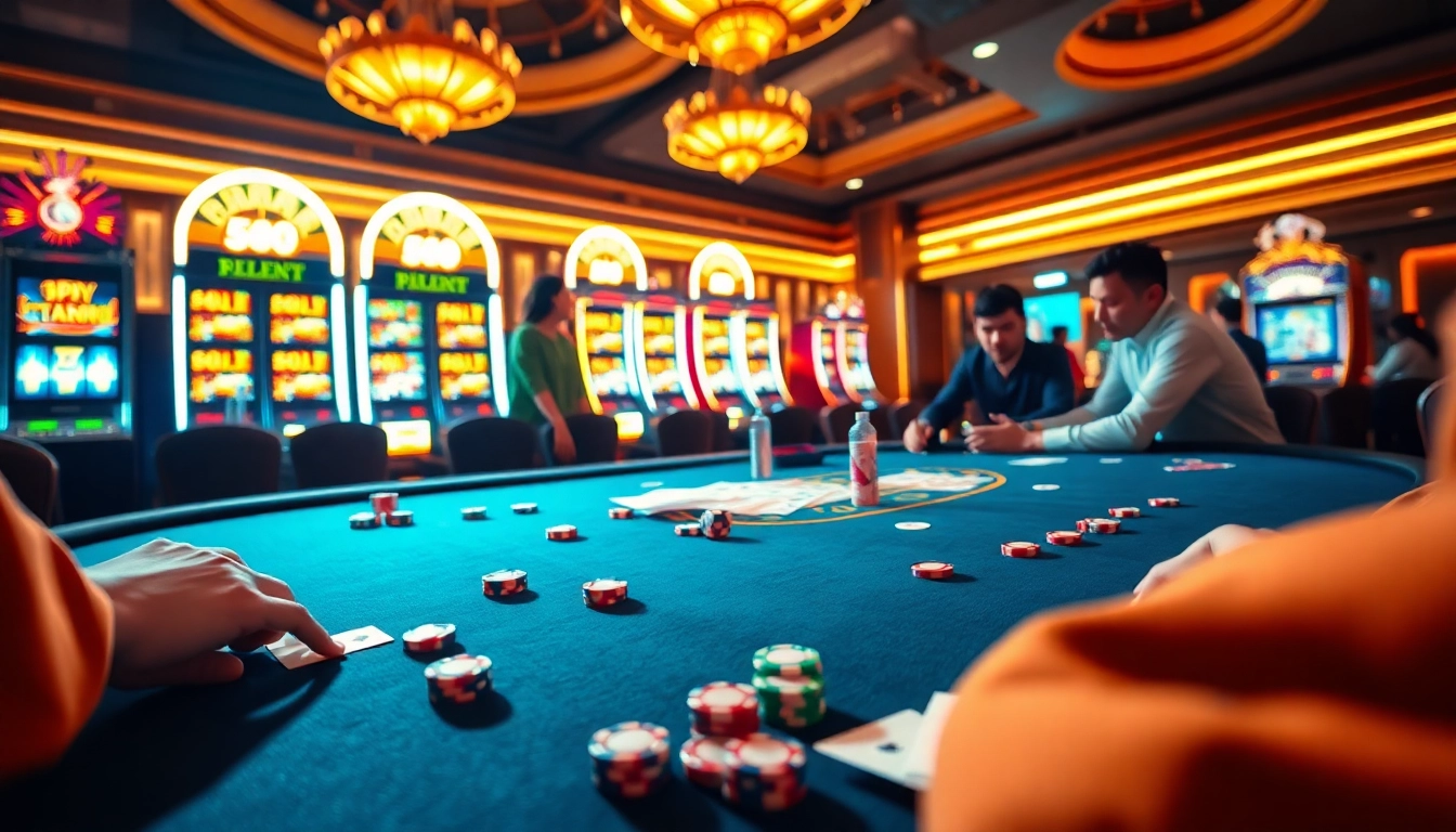 Experience the excitement of S8 casino with vibrant gaming tables and colorful slot machines.