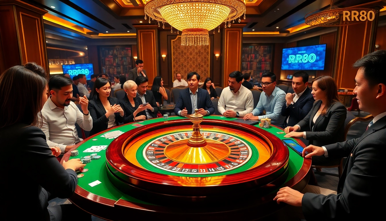 Players enjoying high-stakes roulette at RR88, showcasing casino excitement and strategy.