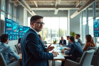 Headhunter Schweiz führt Gespräche in modernem Büro.