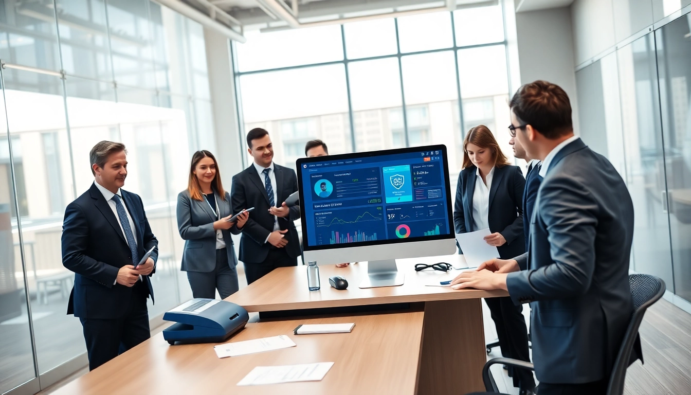 Professionelles Arbeitsumfeld mit elektronischer Führerscheinkontrolle, das sichere Verifizierungsprozesse ermöglicht.