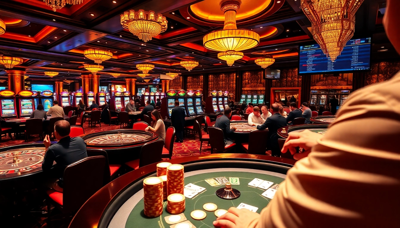 Experience the excitement of E2BET with vibrant casino visuals featuring roulette, poker, and slot games.