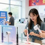 Erleben Sie den Laifen de Prime Day Sale mit elektrischen Zahnbürsten und Haartrocknern in einem modernen Geschäft.